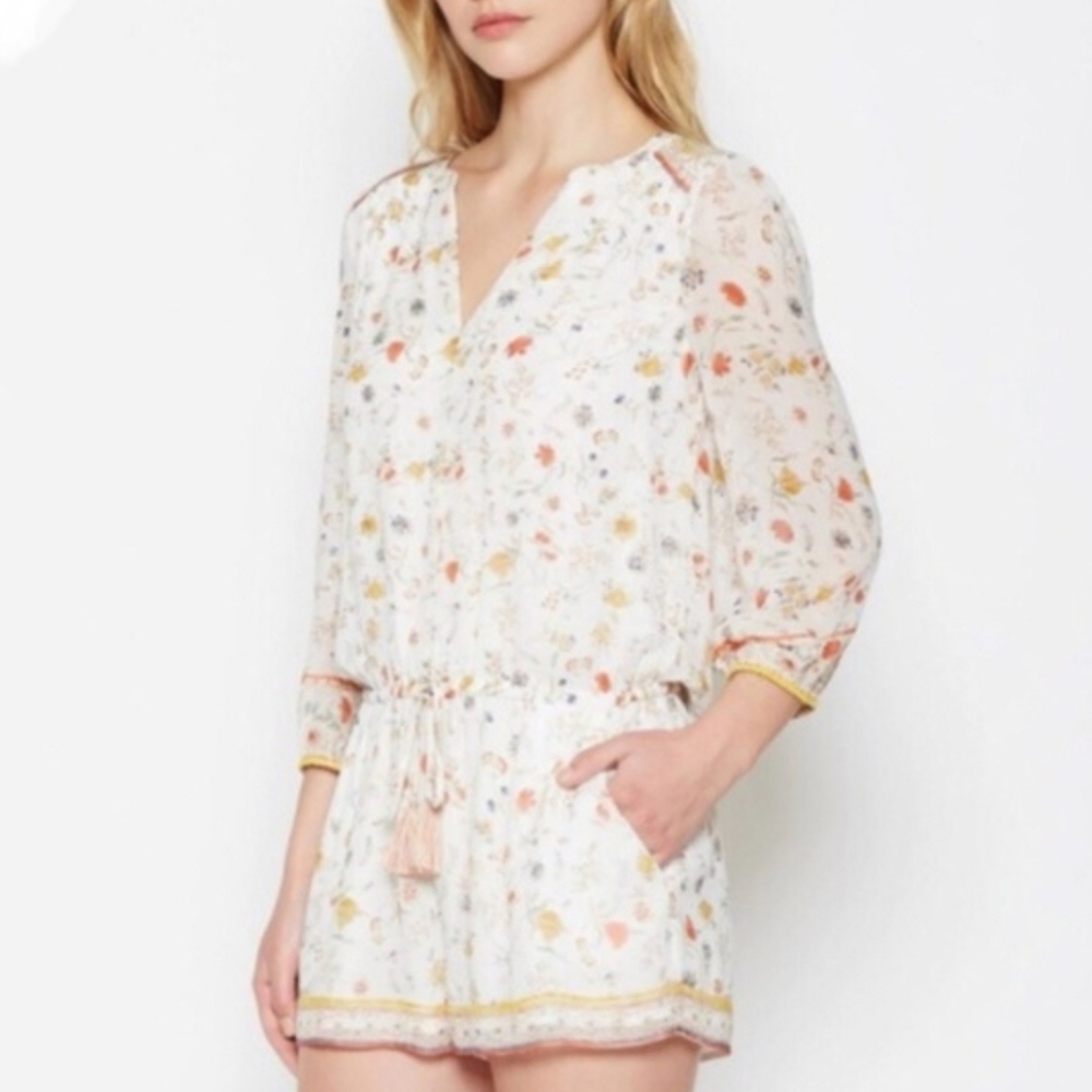 Joie Weldon White Floral Print Silk Romper Size XS Romantic Effortless Chic